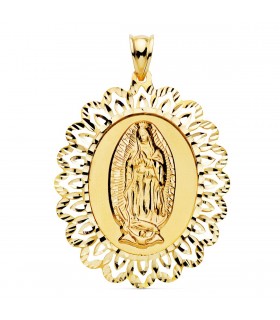 Médaille Entourée Vierge Guadeloupe Mexique 18K 42mm