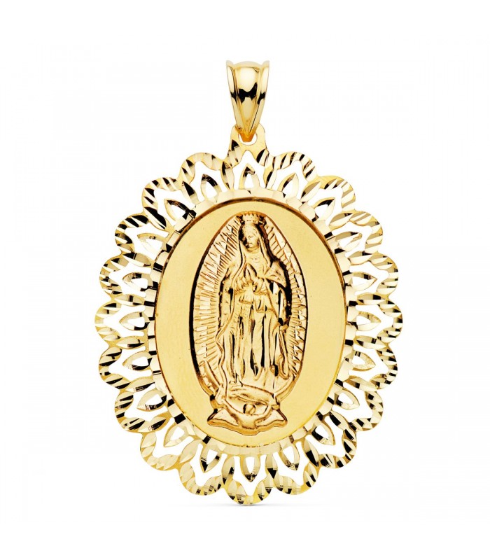 Medalla Cerco Virgen de Guadalupe México 18K 42mm - comprar joyas online