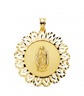 Médaille Entourée Notre Dame Guadalupe 18K 34mm
