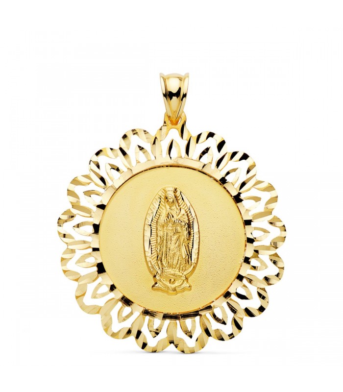 Medalla Cerco Virgen de Guadalupe México 18K 34mm - comprar joyas online