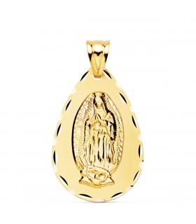 Médaille Guadalupe Mexique Or 18K 36mm Goutte facettée