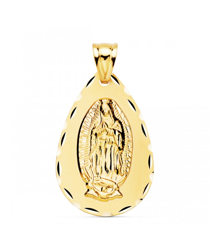 Guadalupe México Oro 18K 36mm Gota tallada