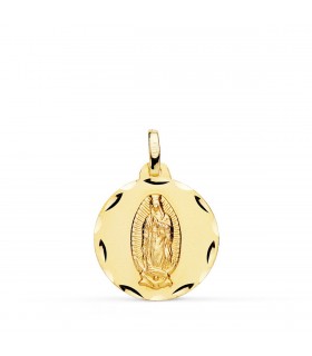 Médaille 18K Notre Dame de Guadalupe Mexique 18mm Facettée