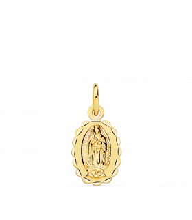 Médaille 18K Notre Dame de Guadalupe Mexique 12mm Ovale Facettée