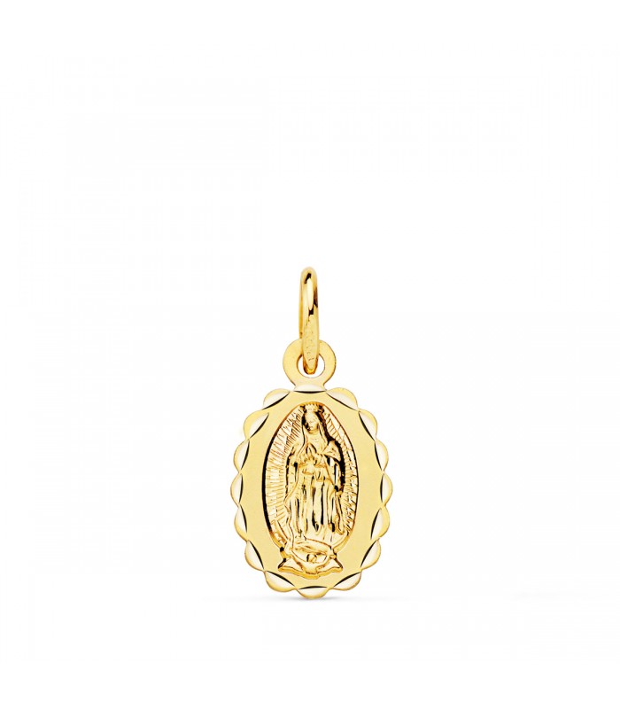 Médaille 18K Notre Dame de Guadalupe Mexique 12mm Ovale Facettée