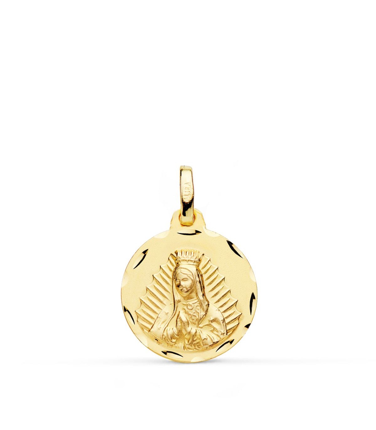 Medalla Virgen Guadalupe Méjico Oro 18 Ktes 14 mm grabado medalla religiosa