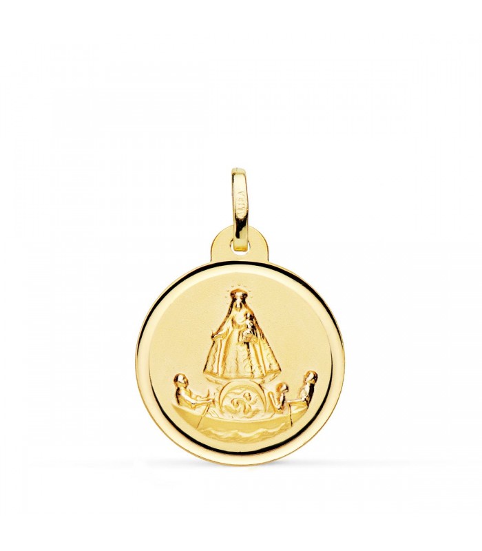 Medalla Virgen Caridad del Cobre Cuba Oro 18k 18mm Bisel