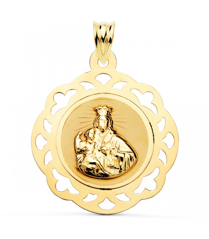 Scapulaire Ajouré V. Carmel et C. Jésus Or 18K 28 mm