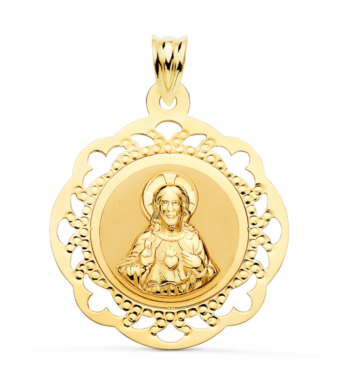 Scapulaire Ajouré V. Carmel et C. Jésus Or 18K 28 mm