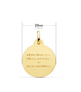 Dorso Medalla San Judas Tadeo Oro 18K 20mm