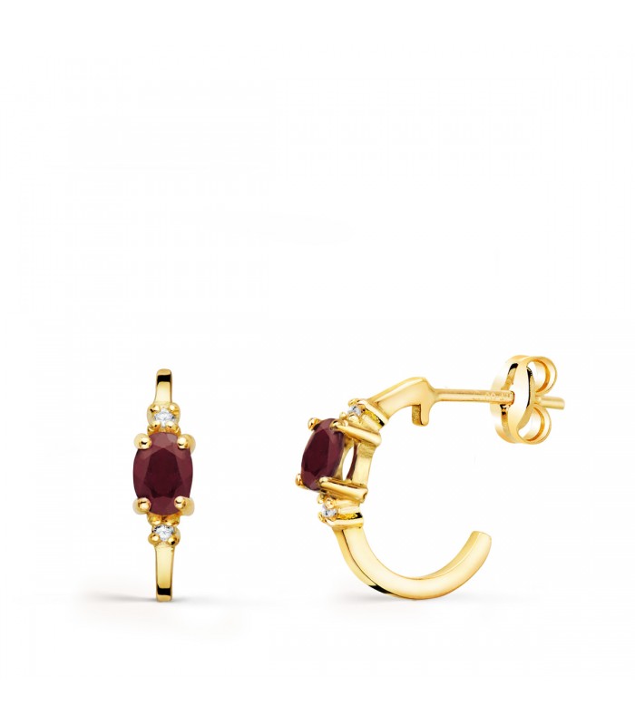 Orecchini a cerchio Paradise Rubino oro giallo 18kt, per donna.