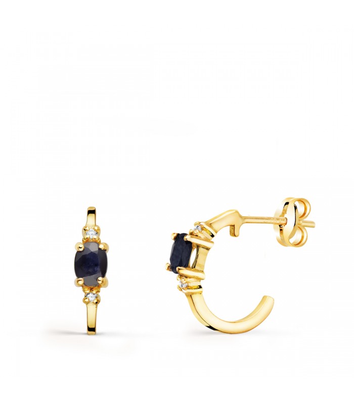 Aros Paradise Zaffiro Oro Amarillo 18K, pendientes de aro para mujer