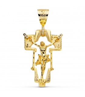 Pendentif Christ Croix Or Jaune 18 K 77 MM
