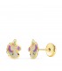 Boucles d'oreilles Fille Licorne Or Jaune 18K