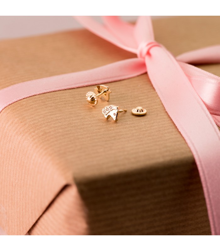 Boucles d'oreilles Licorne Or Jaune 18K Zircons