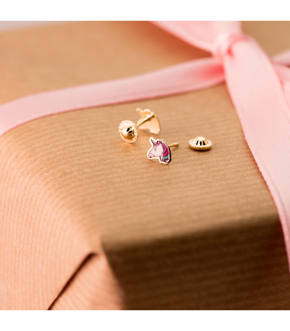 Boucles d'oreilles Licorne Or Jaune 18K
