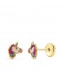 Einhorn Kinder-Ohrringe 18K Gold, Ohrstecker 7 mm