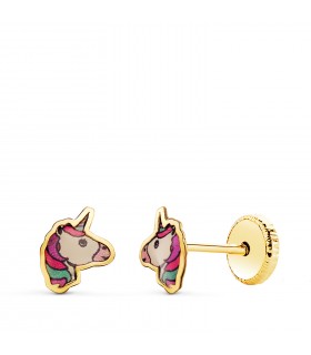 Pendientes de unicornio oro