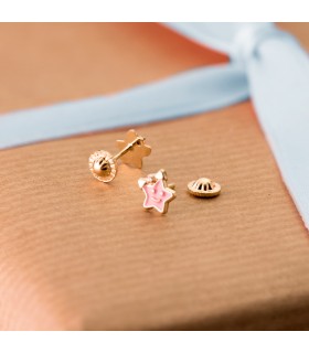 Orecchini in oro bambina Dolcetto rosa stella, 18 carati