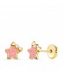 Orecchini Dolcetto rosa Oro 18kt stella con smalto e chiusura a perno
