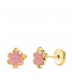 Clous d'oreilles Pastel Rose Or 18K Fleur