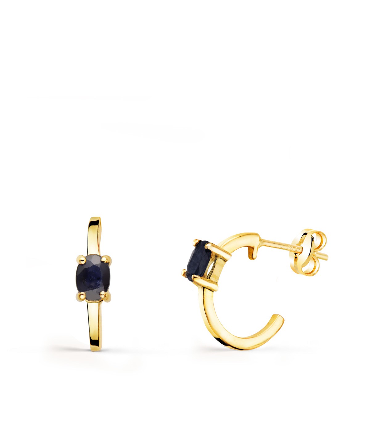 Pendientes de aros de oro con zafiros