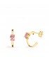 Pendientes Aros Paradise Glam Rosa de Francia Oro Amarillo 18K