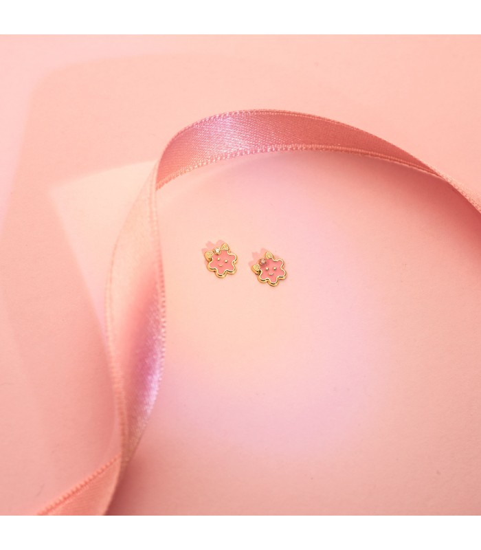 Pendientes de bebe con flor de oro