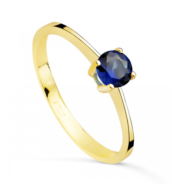 Solitario de pedida para mujer con circonita azul