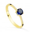 Bague Solitaire Bleue Or Jaune 18K