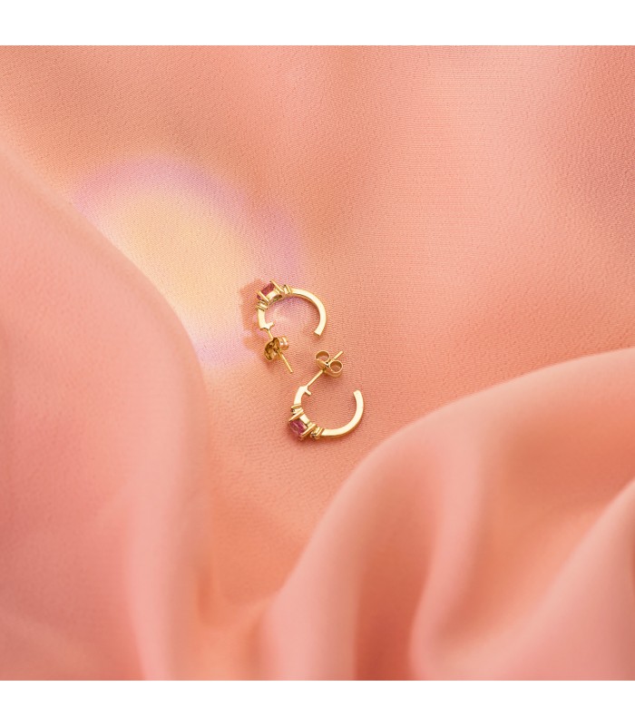 Aros Paradise Rosa de Francia Oro Amarillo 18K - pendientes de aro mujer