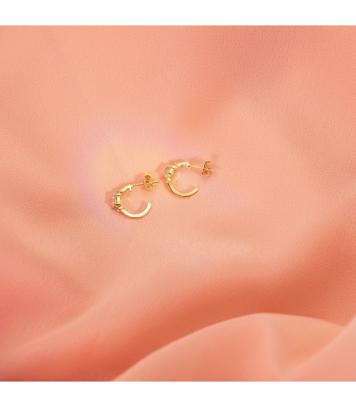 Orecchini a cerchio in oro giallo 18kt, modello Paradise Cubic Zirconia