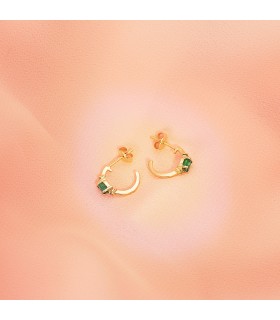 Orecchini a cerchio con Smeraldo pietra preziosa - Paradise 10mm
