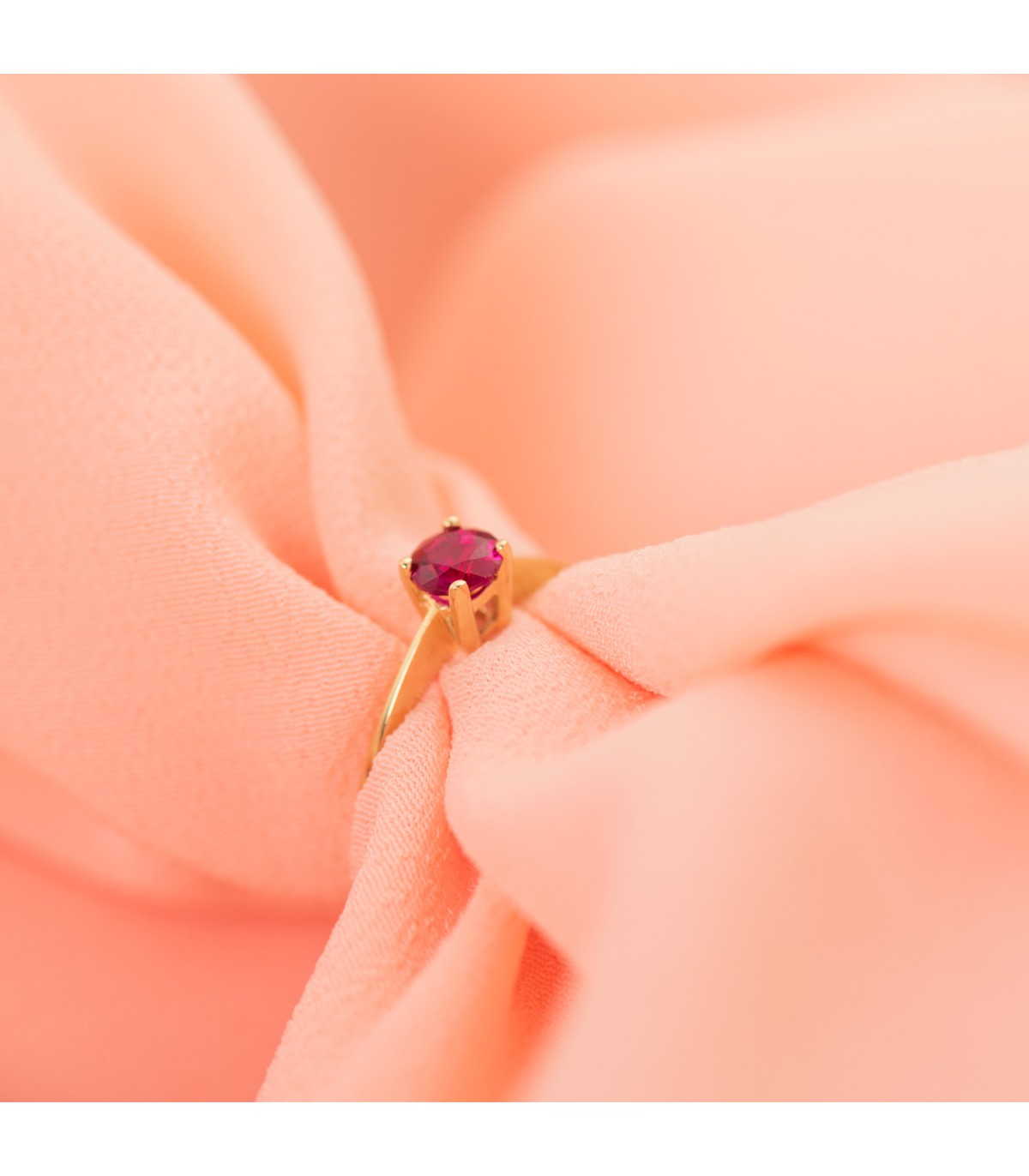 Bague Solitaire Rouge Or Jaune 18K