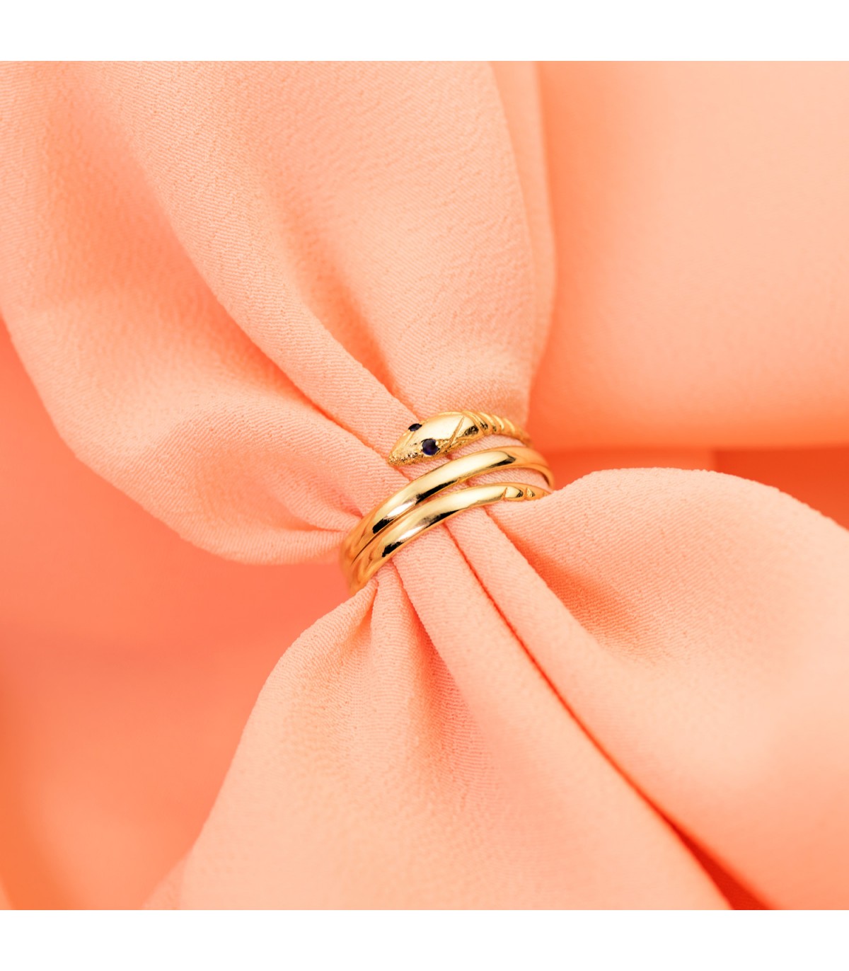 Anillo de oro serpiente entrelazada joyas mujer 18 kilates Zafiro - Sortijas de mujer