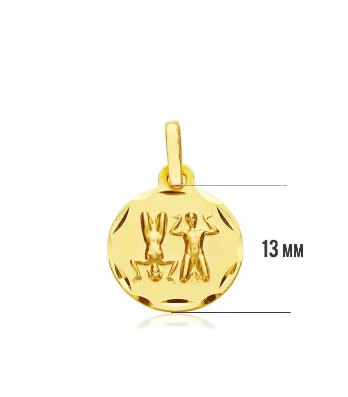 Pendentif Zodiaque Gémeaux sculpté 18 Carats 13mm