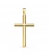 Croce liscia in oro giallo 18 kt 32 mm, canna tonda vuota - Croci in oro da uomo e donna