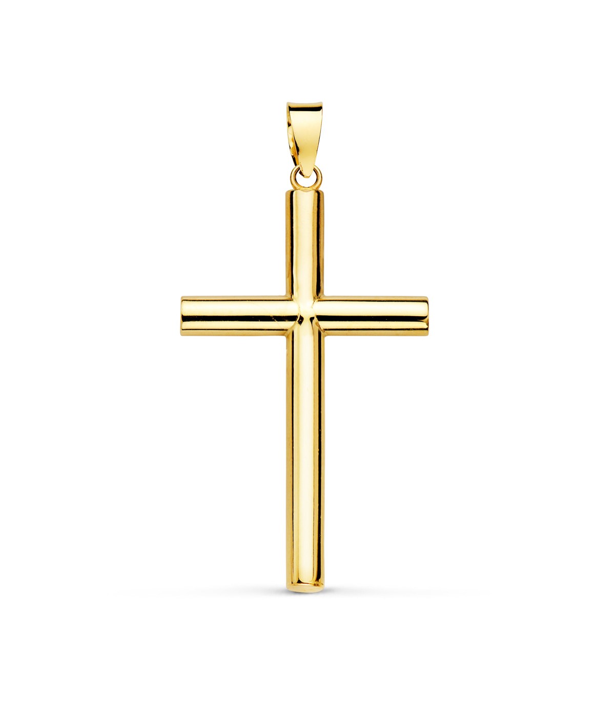 Croix or jaune 18 K 32 mm lisse baptême et communion
