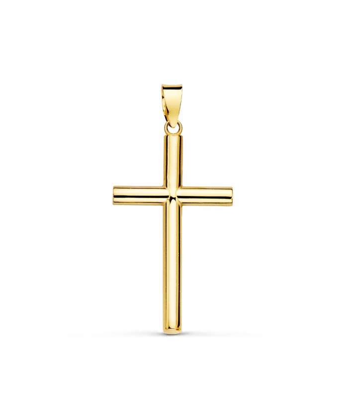 Croix baptême avec bâton Lisse 18K 25 mm - Cadeau religieux pour enfants et femme