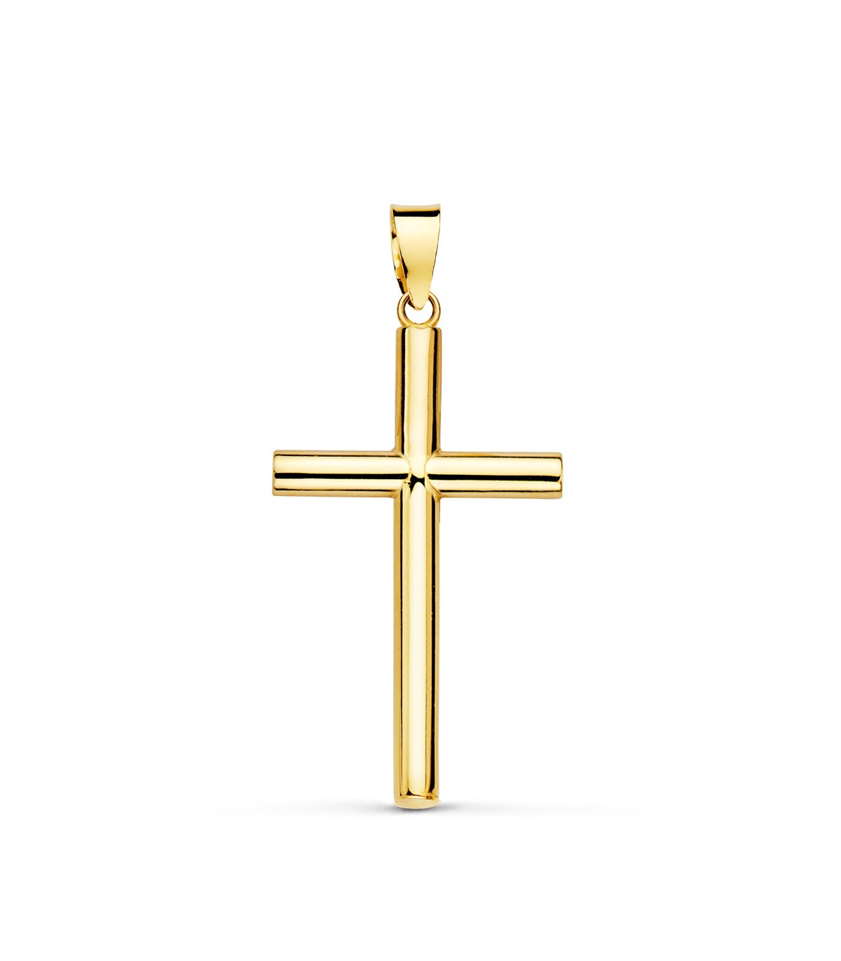 Croix baptême avec bâton Lisse 18K 25 mm - Cadeau religieux pour enfants et femme