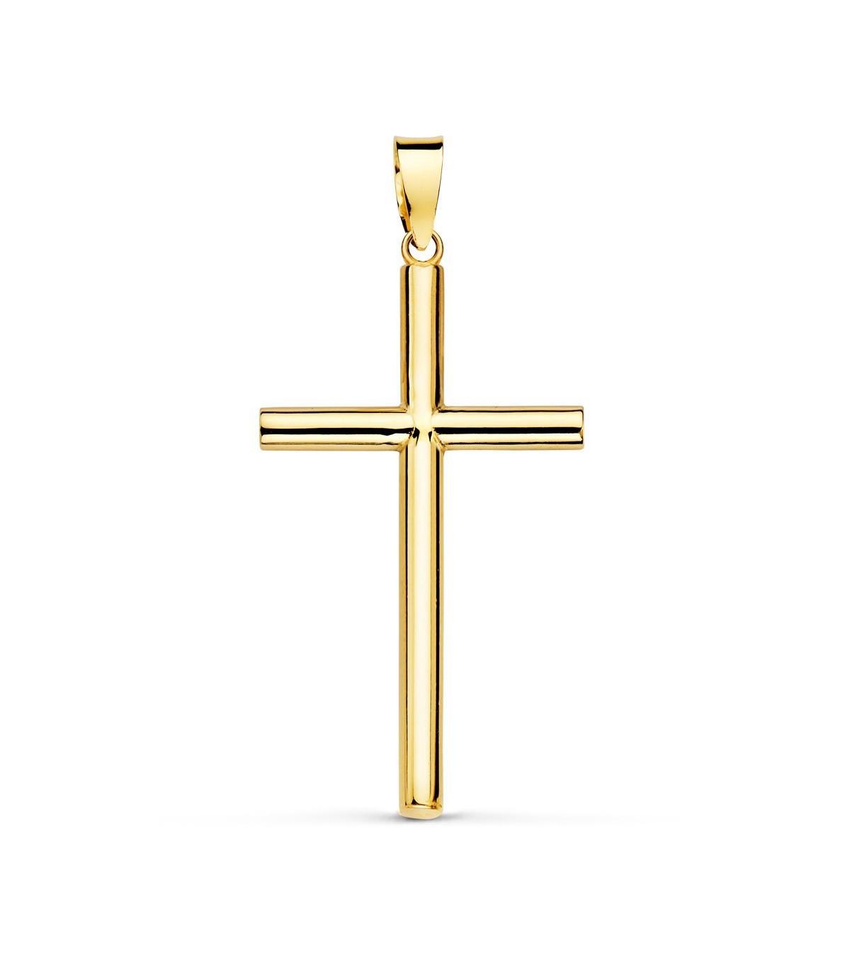 Croix avec bâton Lisse 18K 29 mm - Cadeau religieux pour enfants, homme et femme