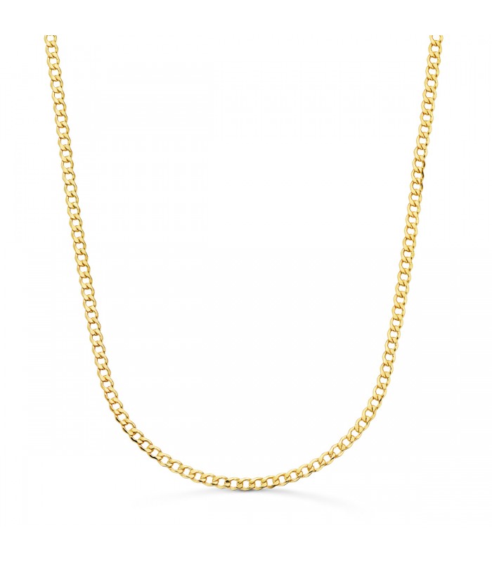 Catena in oro giallo con maglia groumette cubana, 50 cm x 2,5 mm - Collana catena donna.