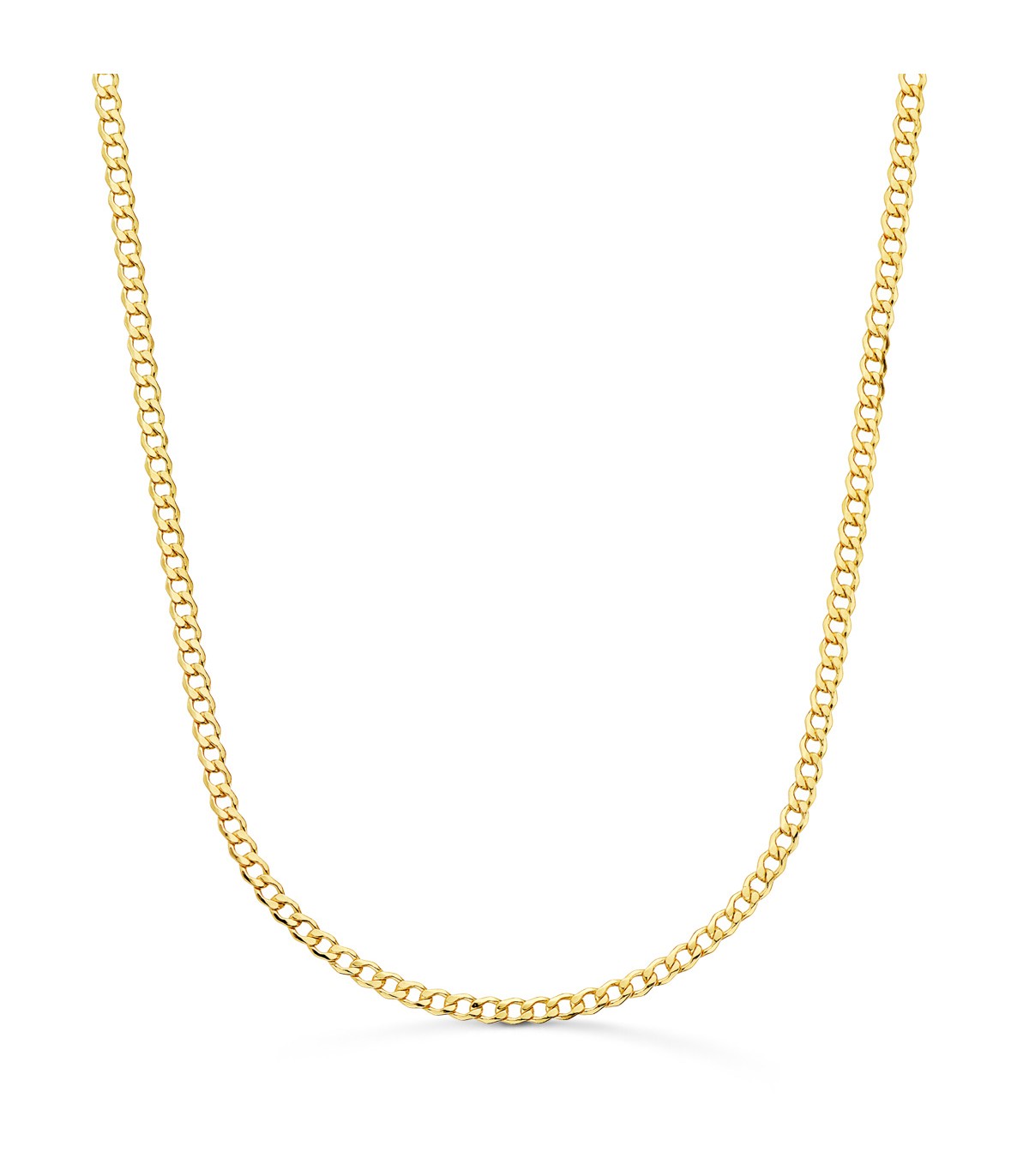 Catena in oro giallo con maglia groumette cubana, 60 cm x 2,5 mm - Collana catena da uomo.