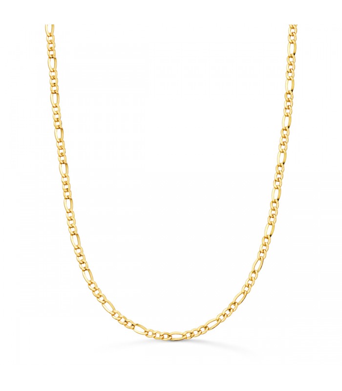 Catena Maglia 3+1 Figaro Oro giallo 750 2,2 mm 50 cm. Unisex da Donna, Uomo, Bambini. Creata e prodotta in Italia.