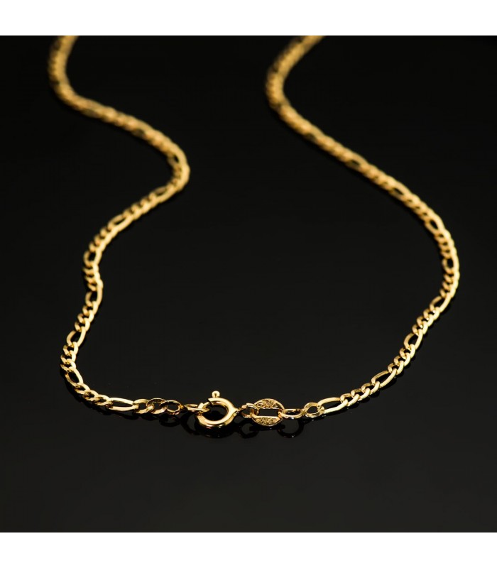 Catena Maglia 3+1 Figaro Oro giallo 750 2,2 mm 50 cm. Unisex da Donna, Uomo, Bambini. Creata e prodotta in Italia.