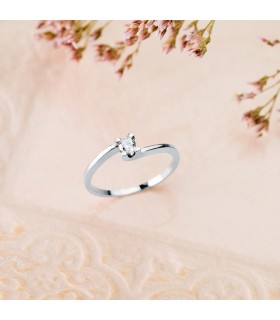 Bague solitaire Lorien 18 carats. Diamant solitaire 0.150 ct. Alda Joyeros.