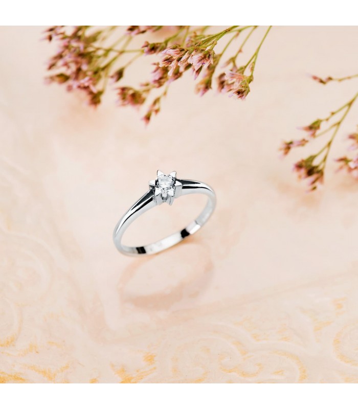 Bague solitaire Amalfi or blanc. Bagues en diamant 0.200 ct. Bijoux en ligne.
