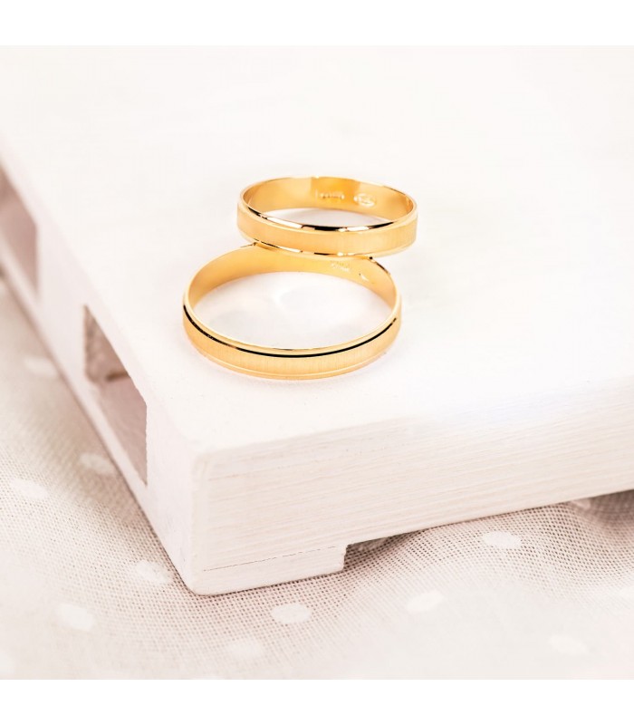 Alliance pour mariage or 18K. Alliance Livorno 3.5 mm. Or jaune 18K.