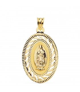 Guadalupe Mexique Or 18 K Entourée Oval 34 mm