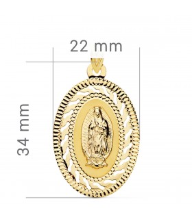 Guadalupe Mexique Or 18 K Entourée Oval 34 mm